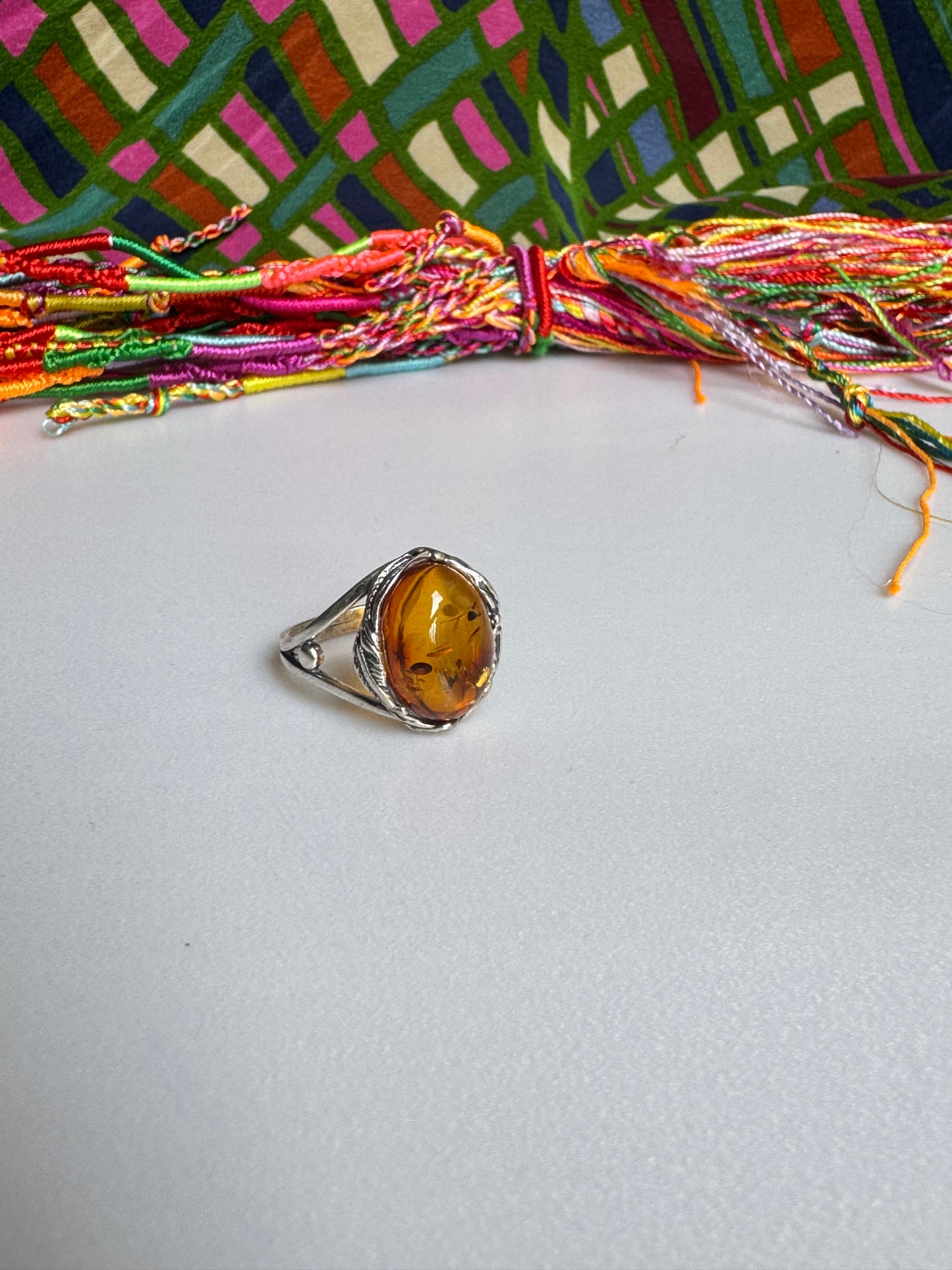 925 silver amber ring size 22 adjustable 43A