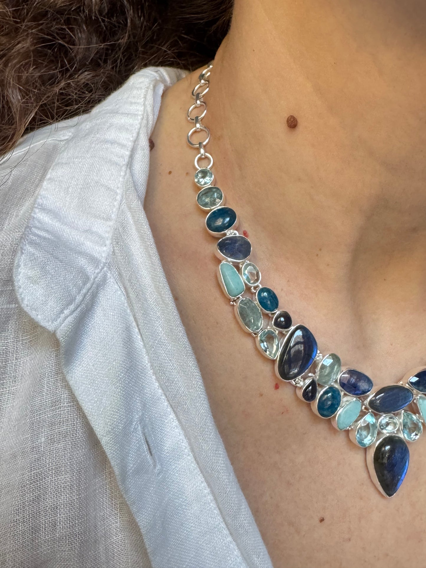 Collana argento 925 multipietra 33k