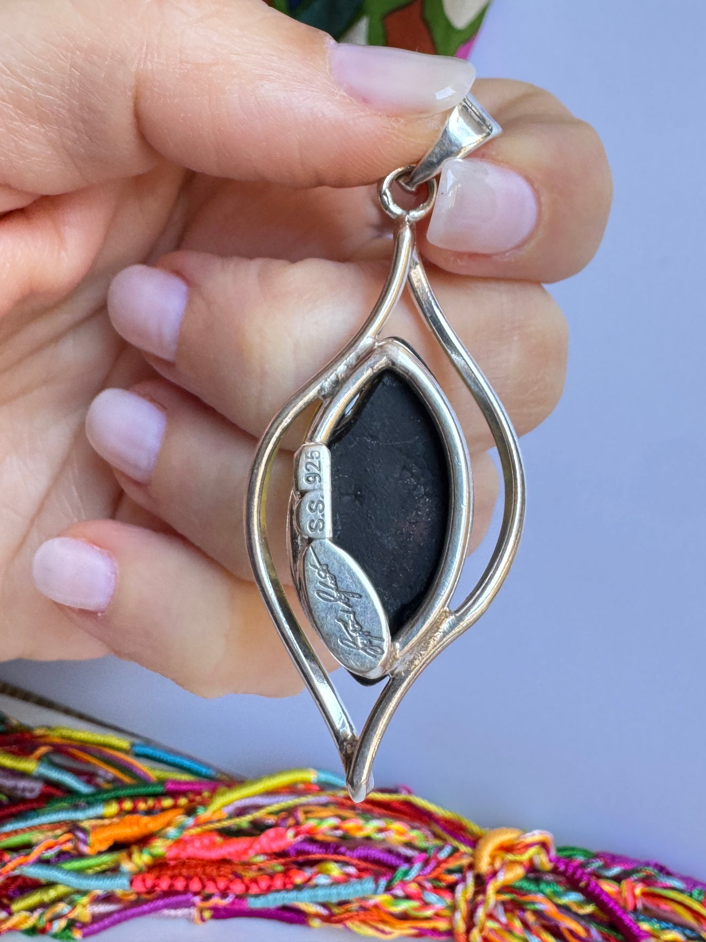 Pendente pendente ciondolo argento 925 ambra 9K
