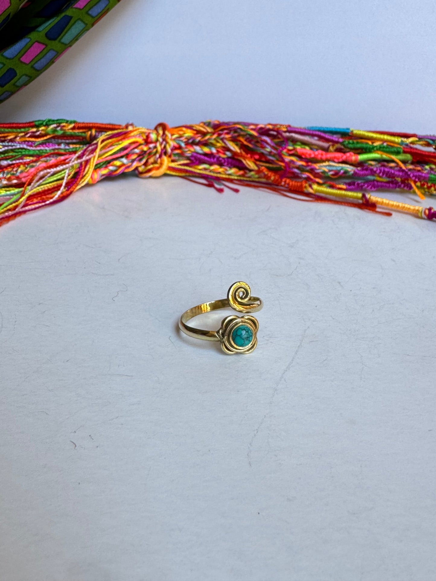 Anello boho dorato turchese