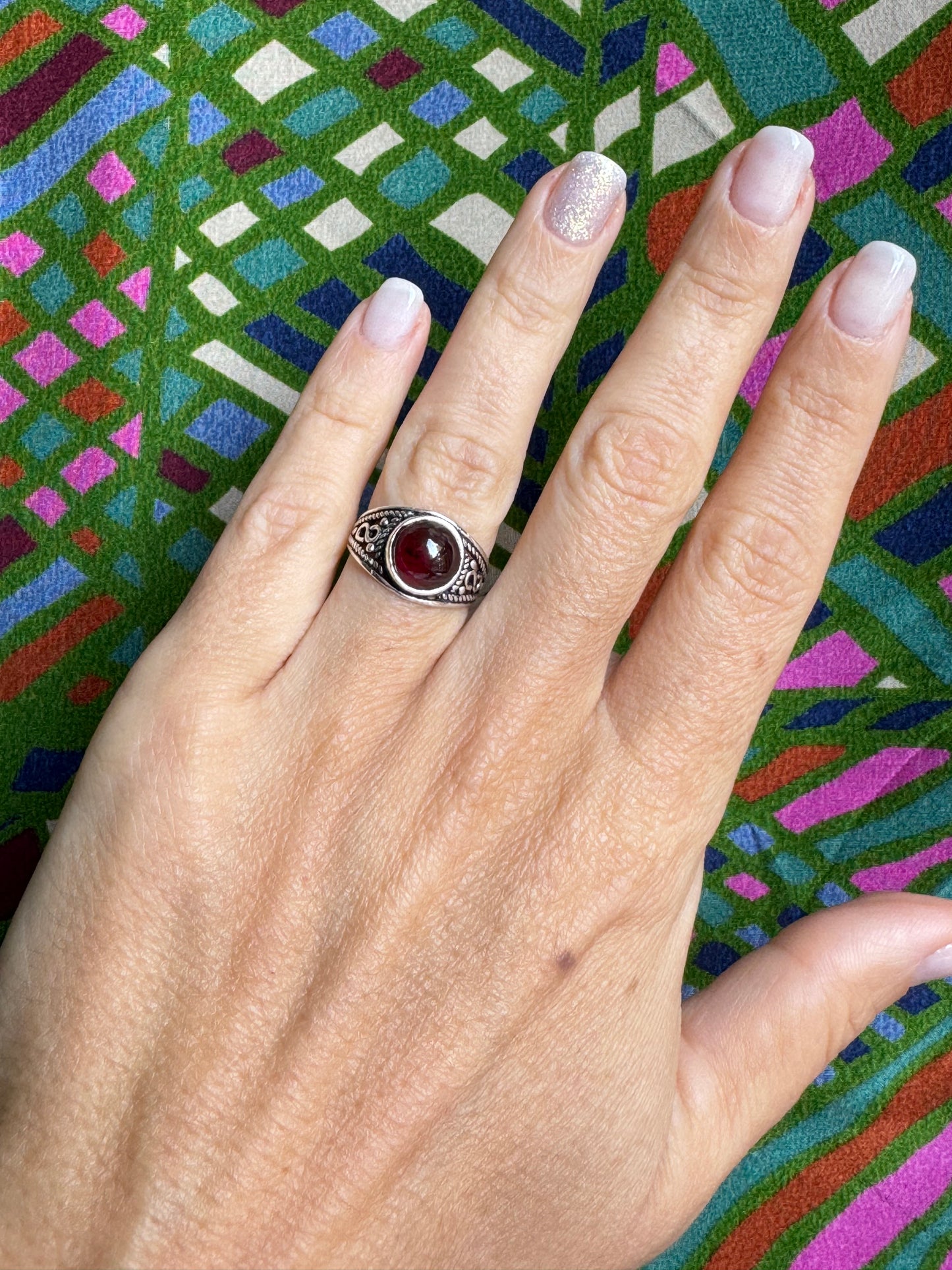 925 silver ring garnet E85