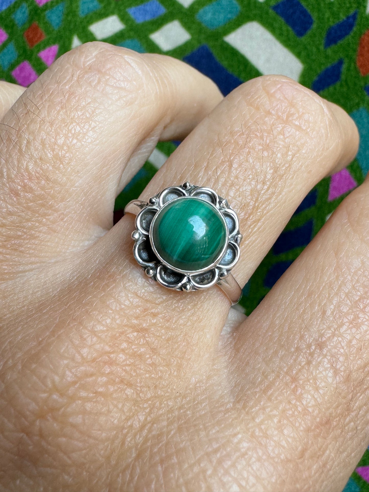 925 silver ring malachite E95