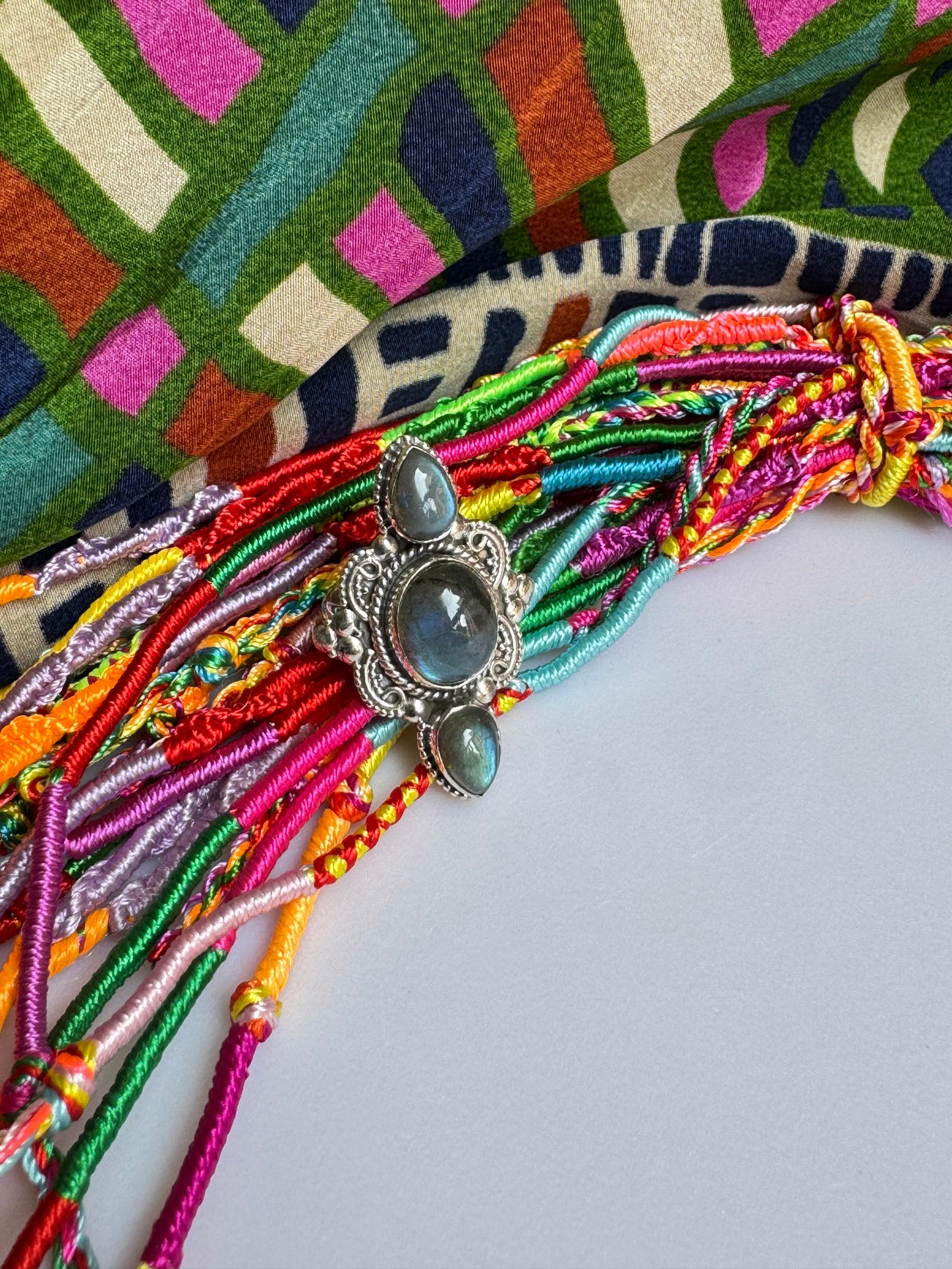 925 Silber Labradorit Ring Größe 11/12 - X81