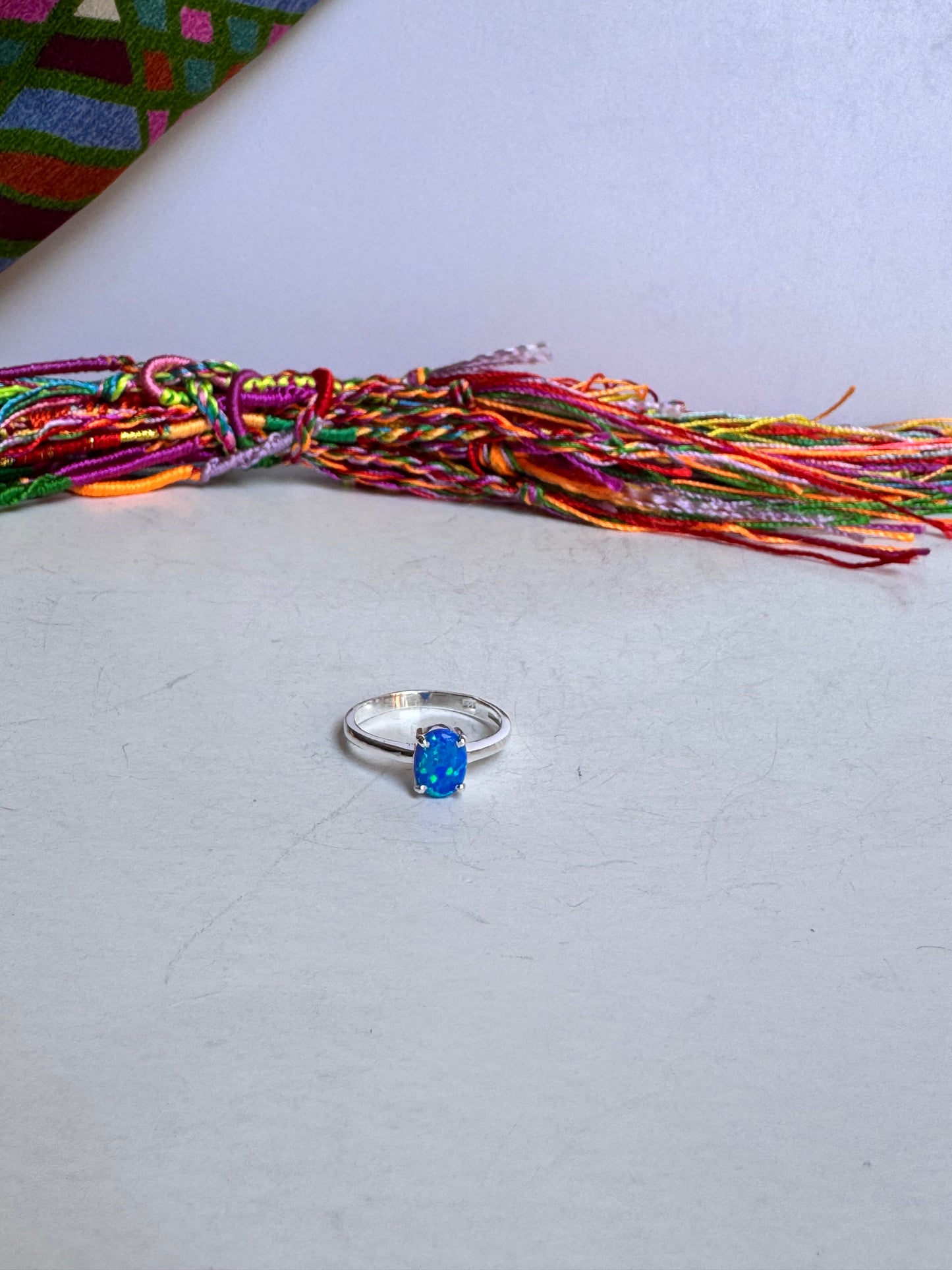 Anello argento 925 rana opale blu misura 14 5OP