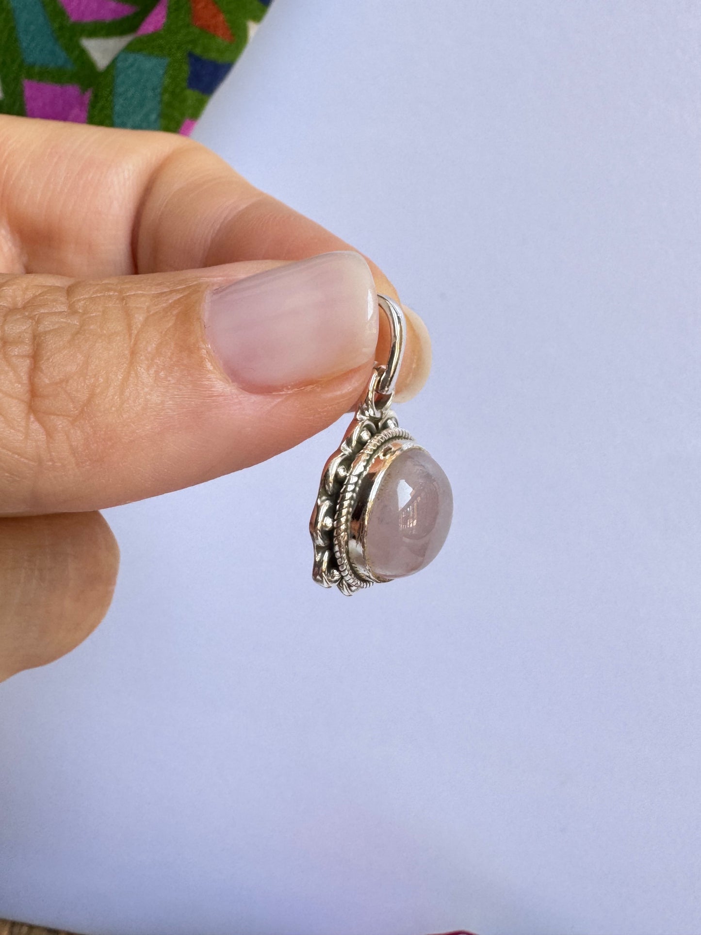 Ciondolo argento 925 quarzo rosa 46K