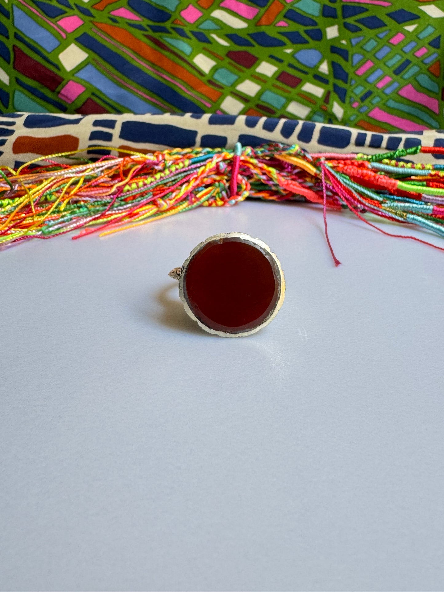 Antique vintage agate stone ring