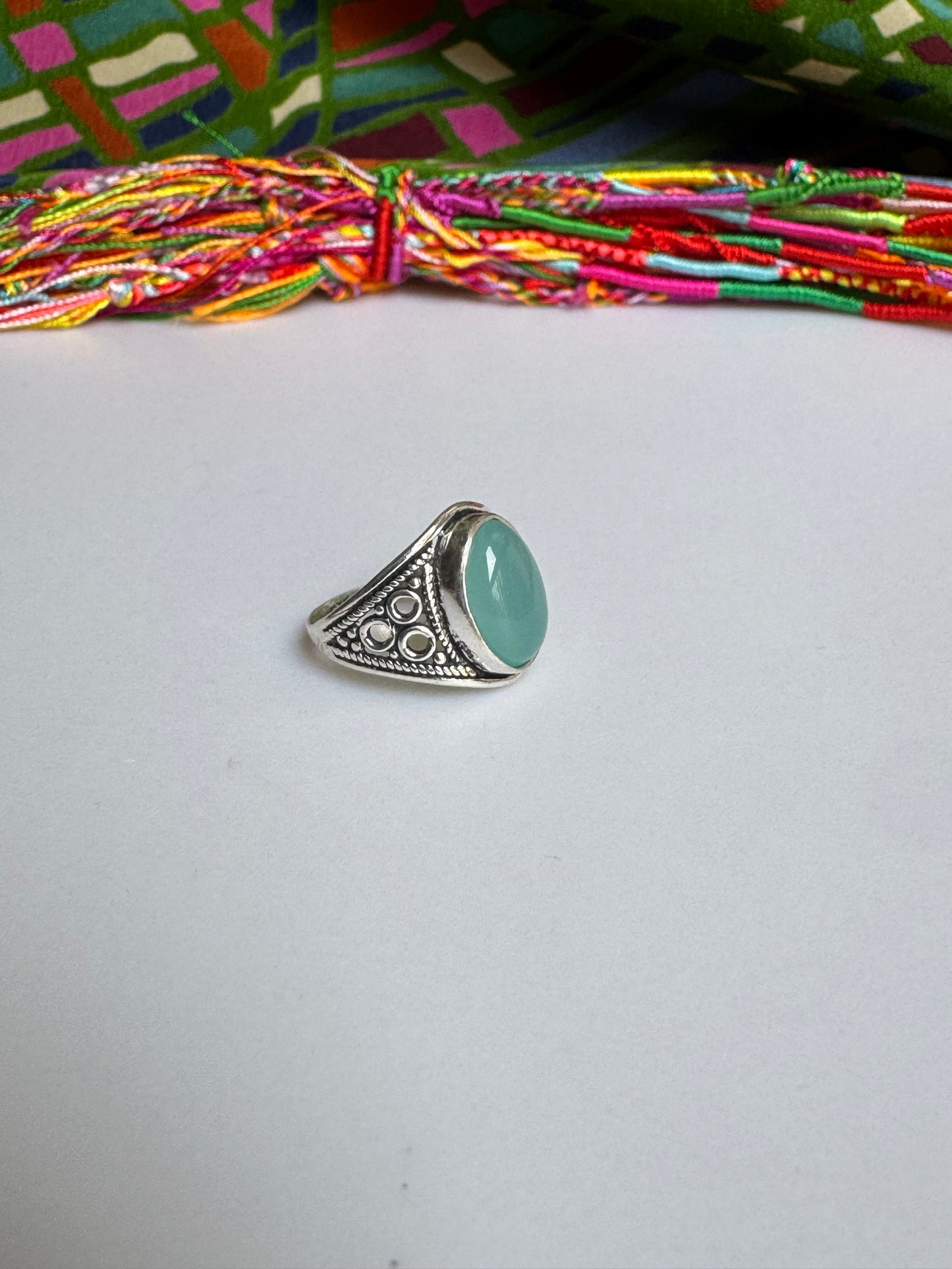 925 silver chalcedony ring size 17 - 11AM