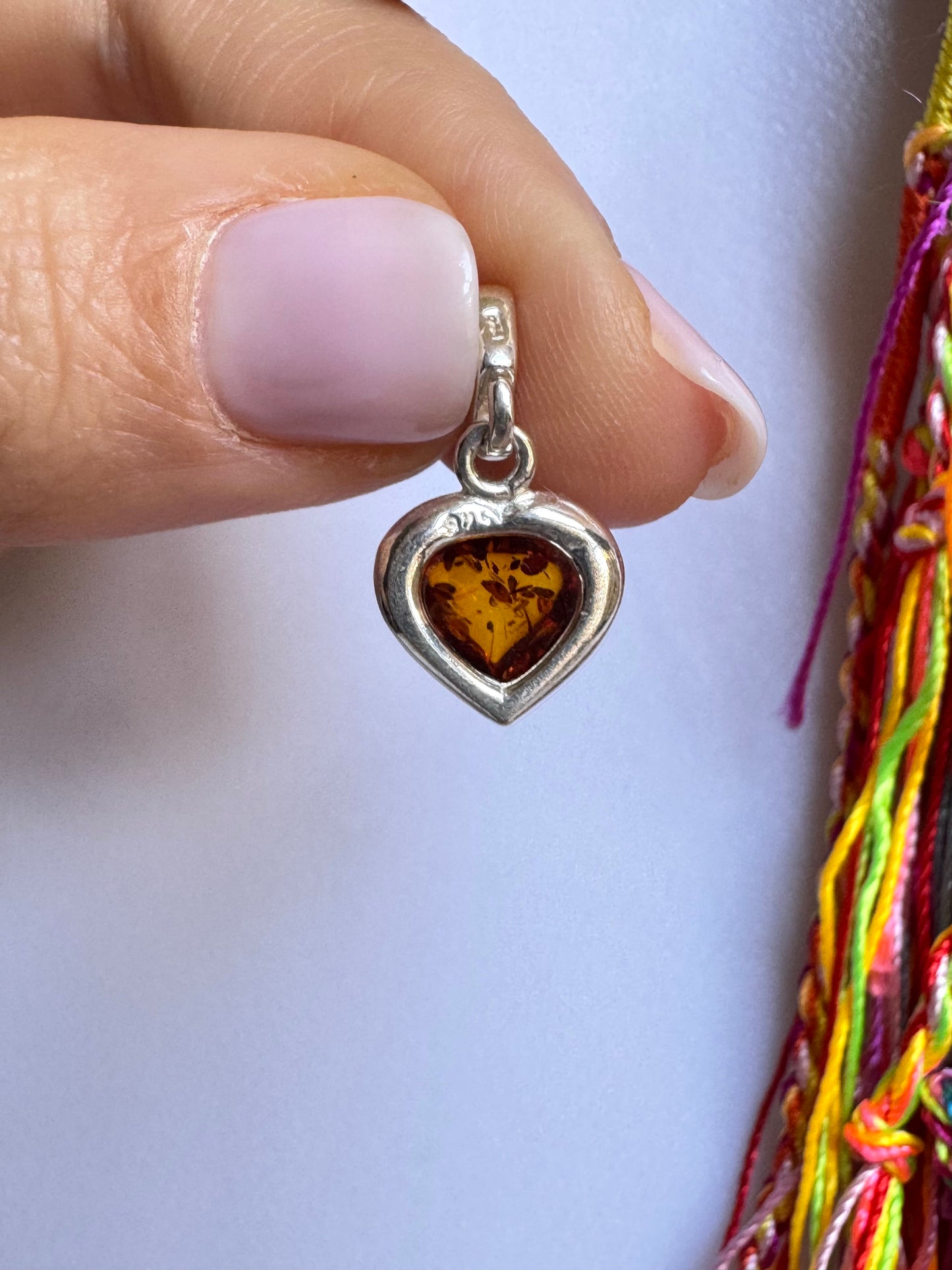 Pendente ciondolo argento925 ambra V14