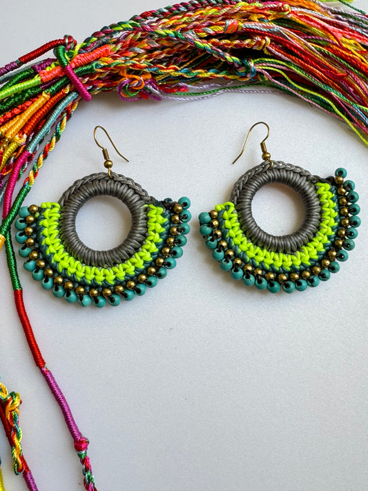 Golden macramé earrings