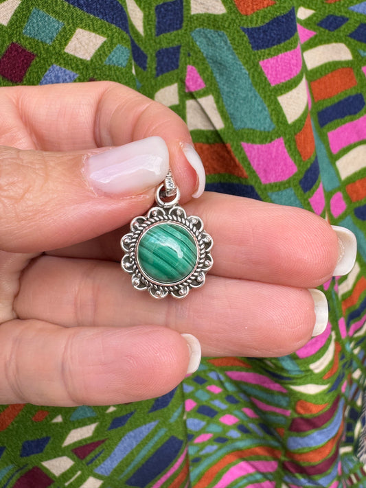 925 Silver Pendant Malachite C50