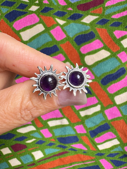 925 silver amethyst stud earrings