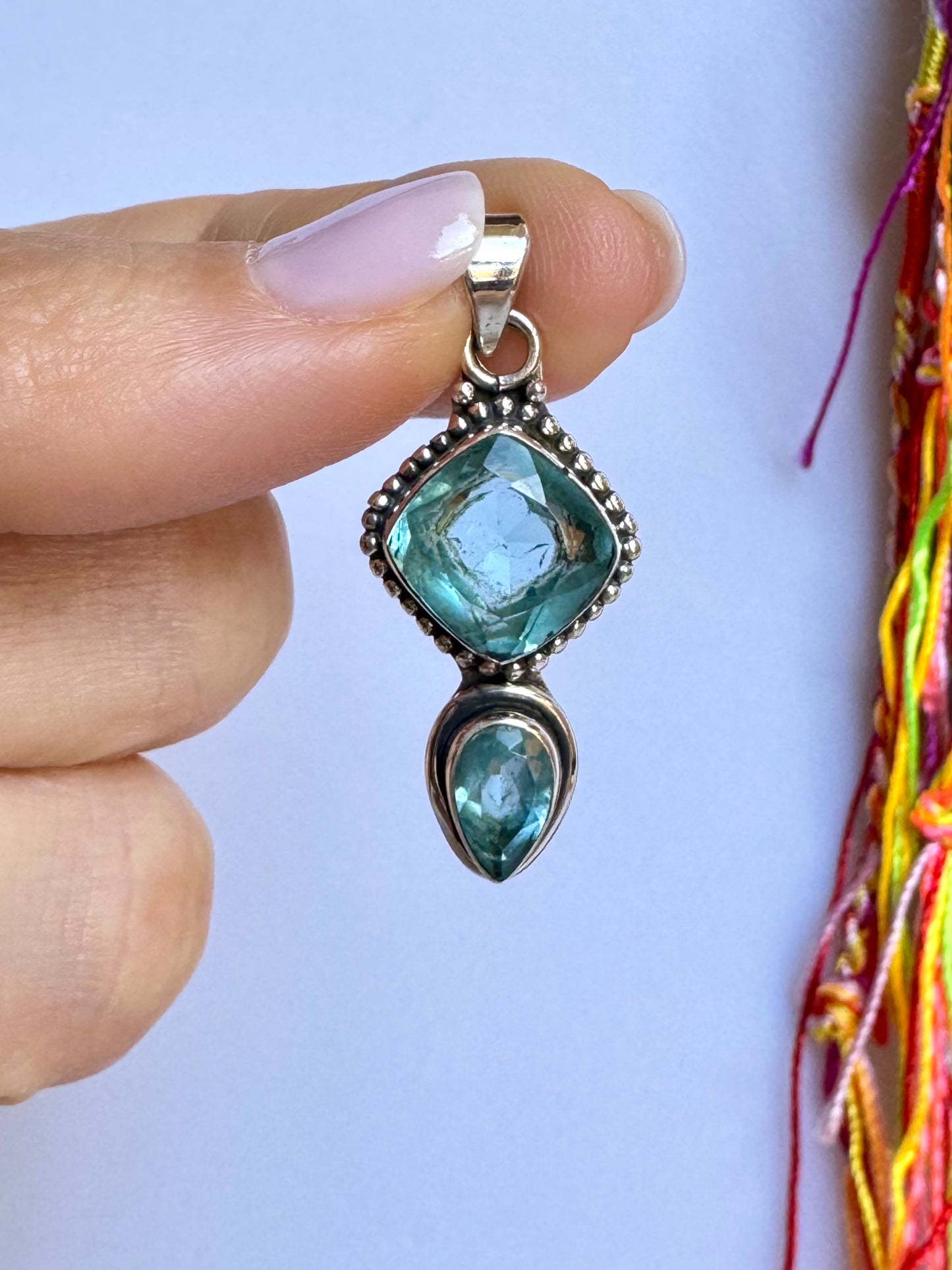 Ciondolo argento 925 acquamarina V13