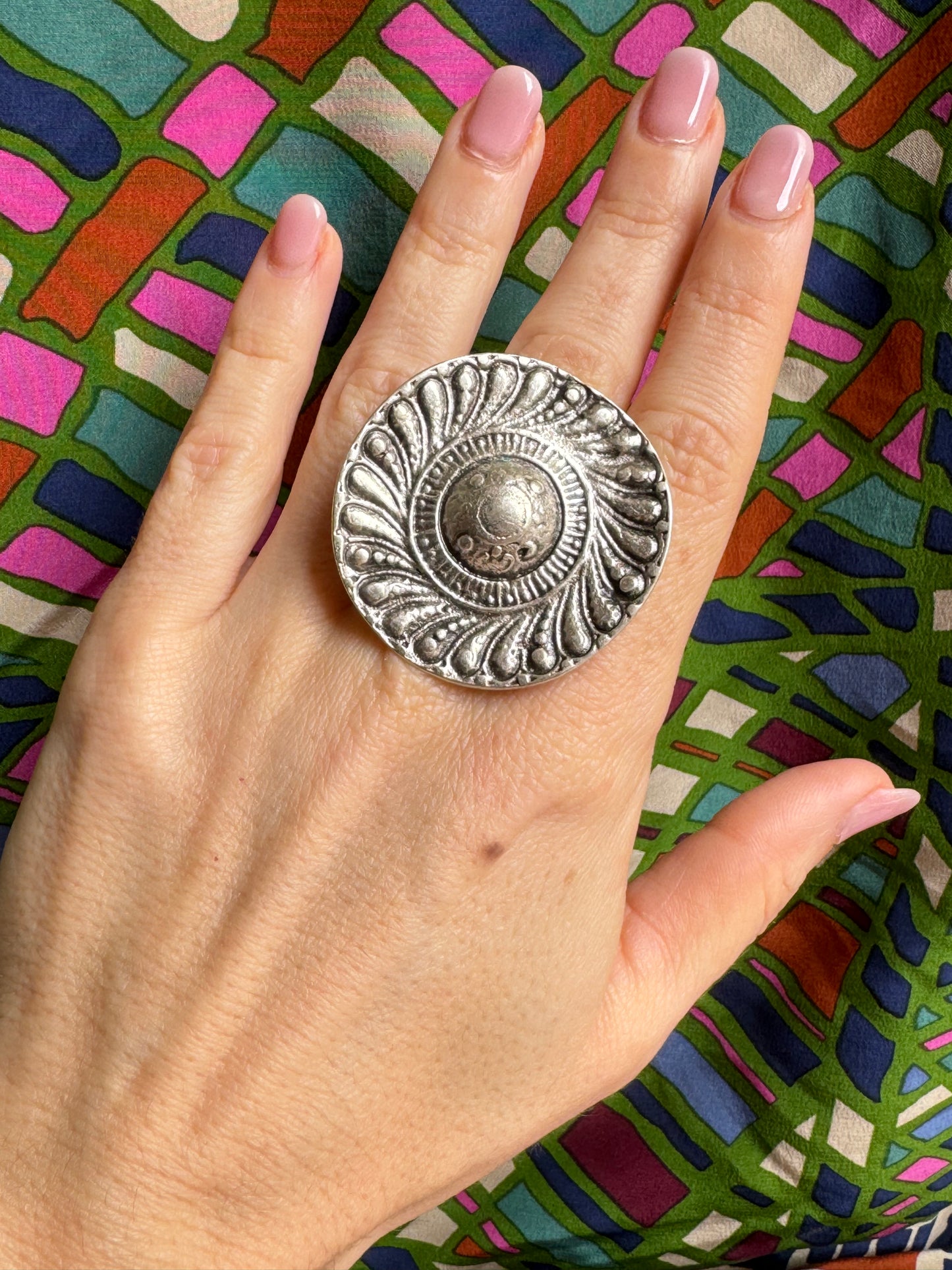 Silver zamak sombrero circle ring