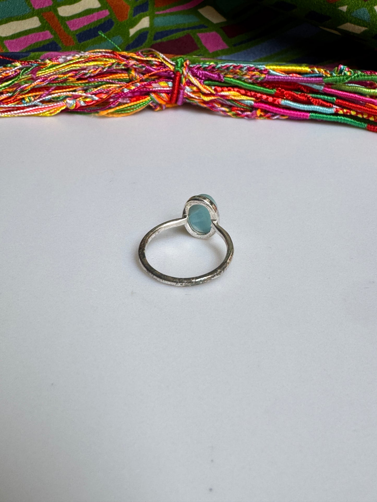 925 silver chalcedony ring size 22 - 8L