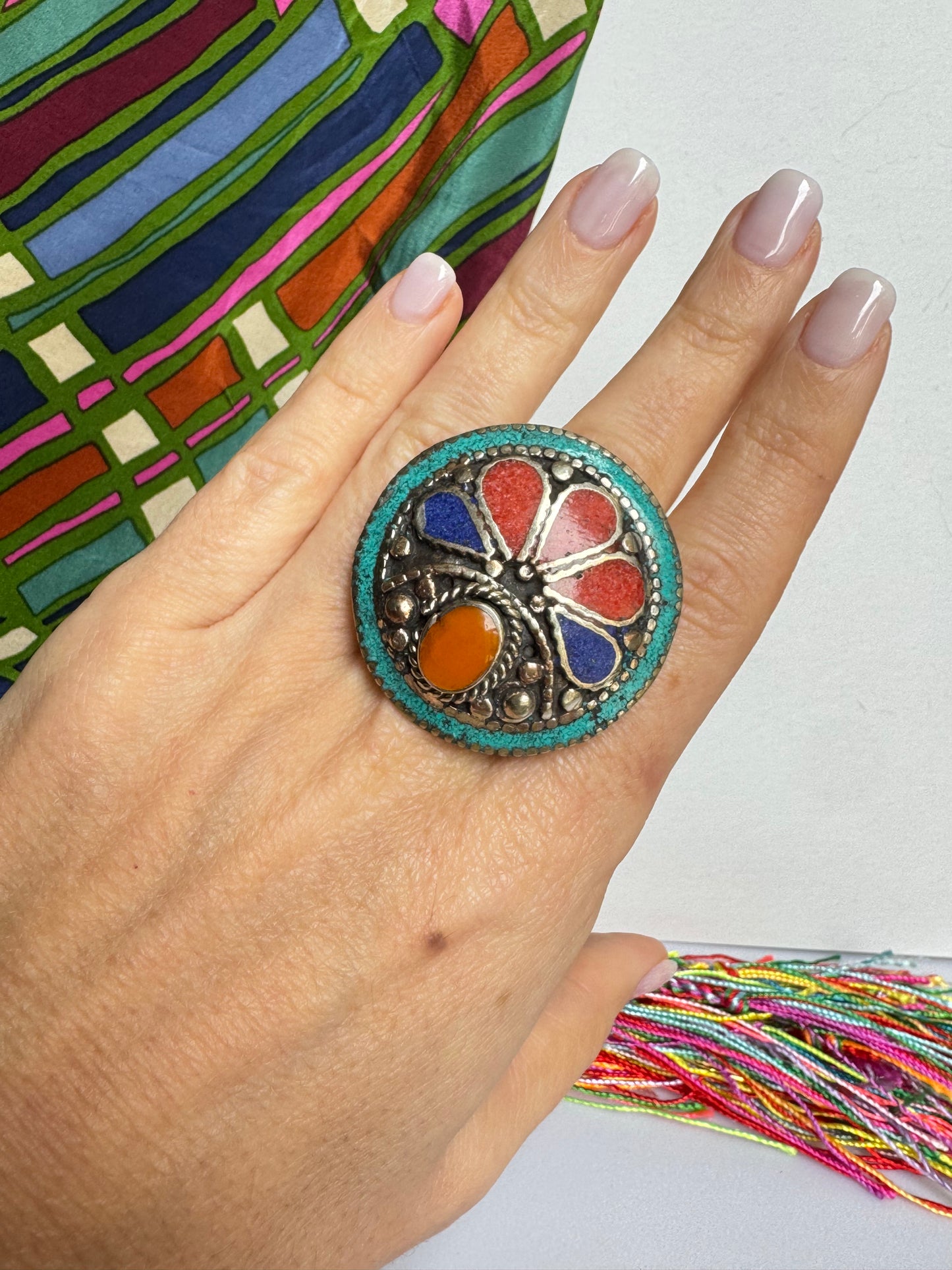 Anello nepalese mosaico vintage