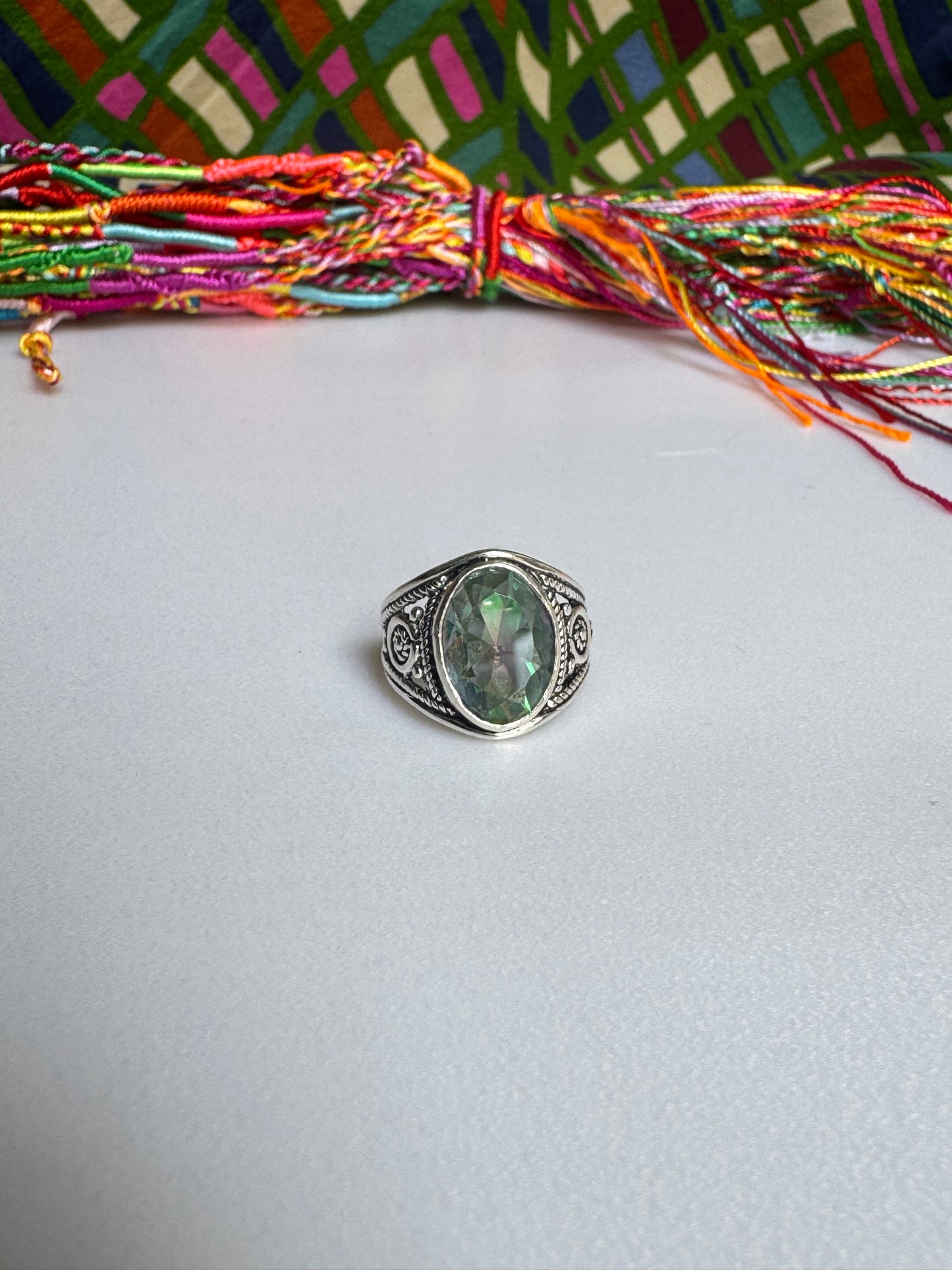 925 silver mystic stone ring size 15 11MS