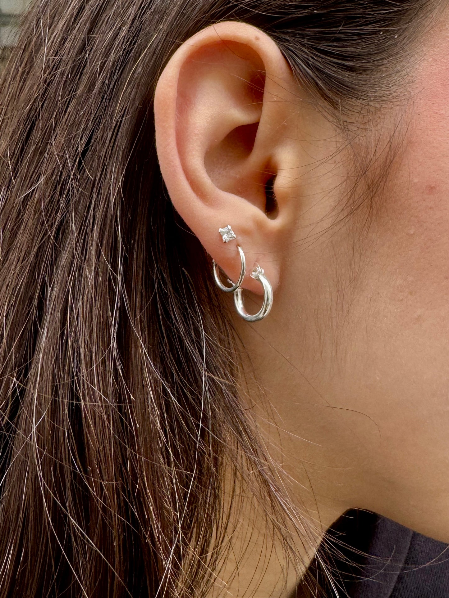 Single earring smooth circle cm 925 silver 1.2cm W30
