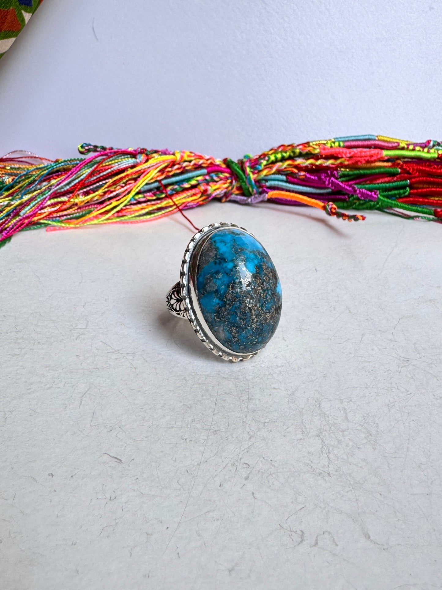 Anello argento 925 copper turquoise turchese misura 28 8V