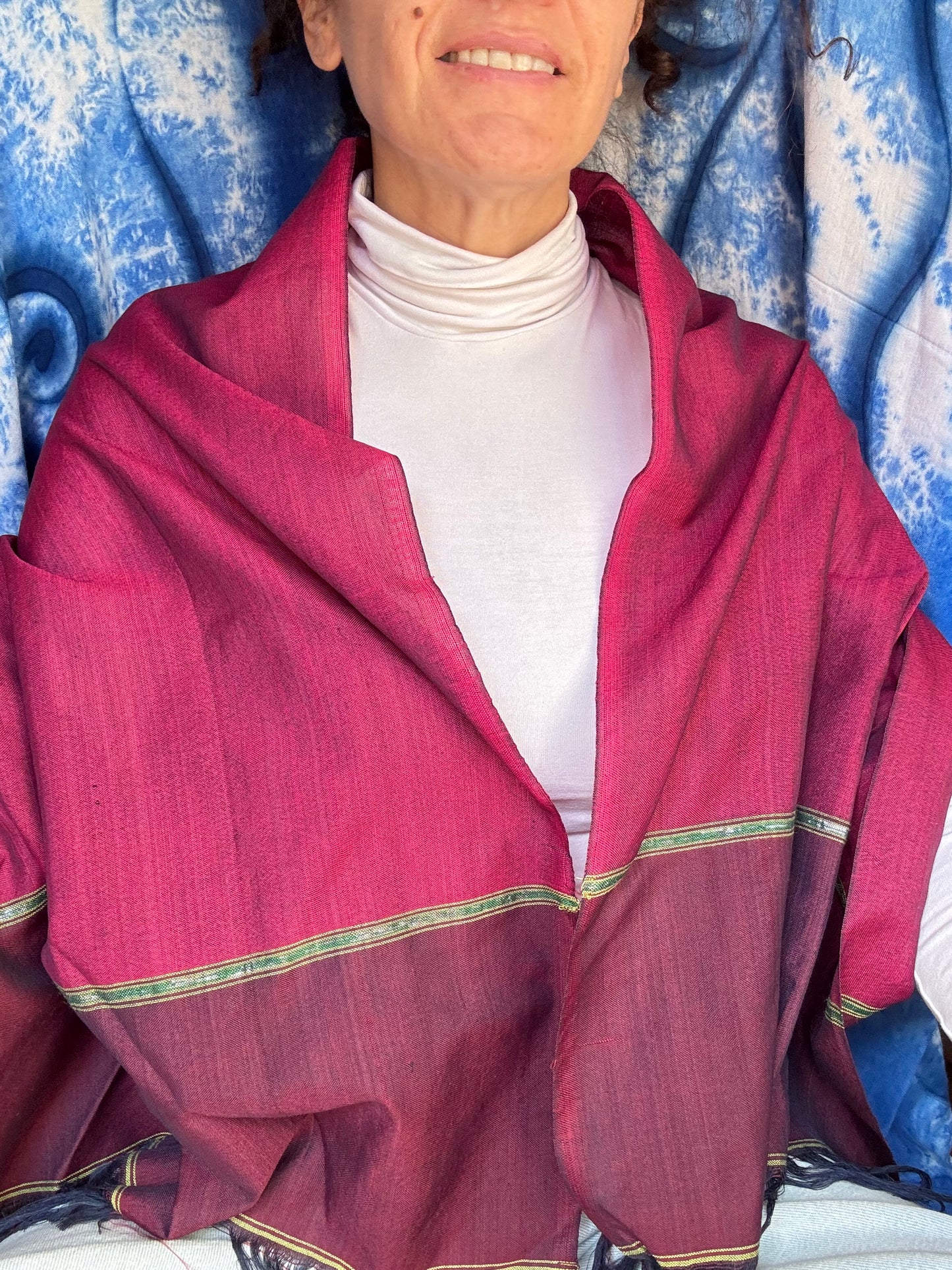 Pashmina stola sciarpa India bordeaux