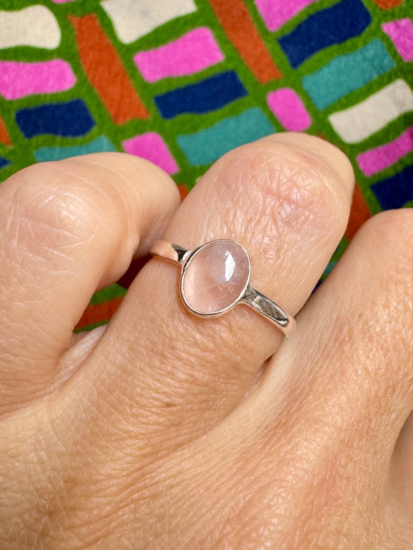 Anello argento 925 quarzo rosa misura 14 - 15QR