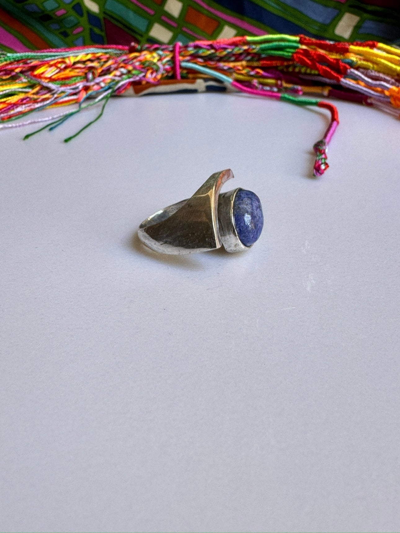 Boho silver lapis lazuli ring