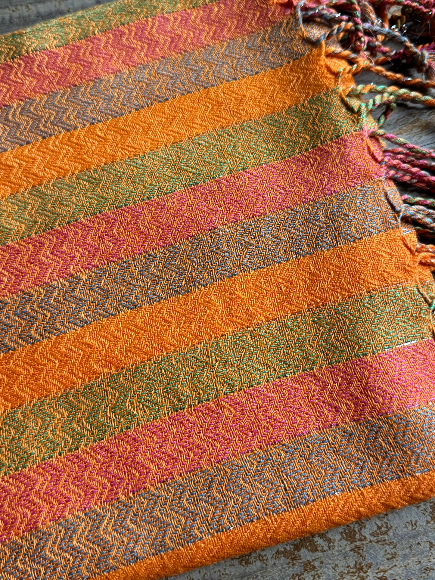 Pashmina scarf stole India orange and green