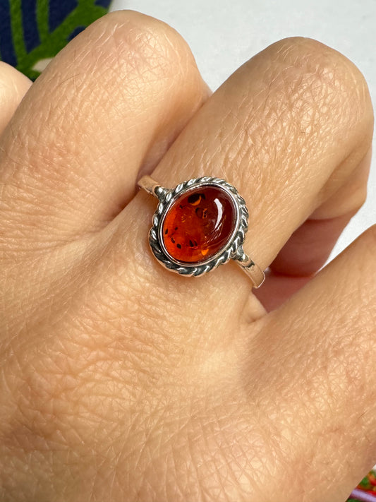 Anello argento 925 ambra misura 16 - 21AMB
