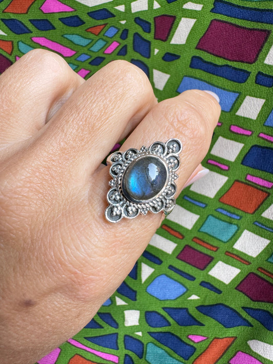 Labradorite Silver Ring Z25