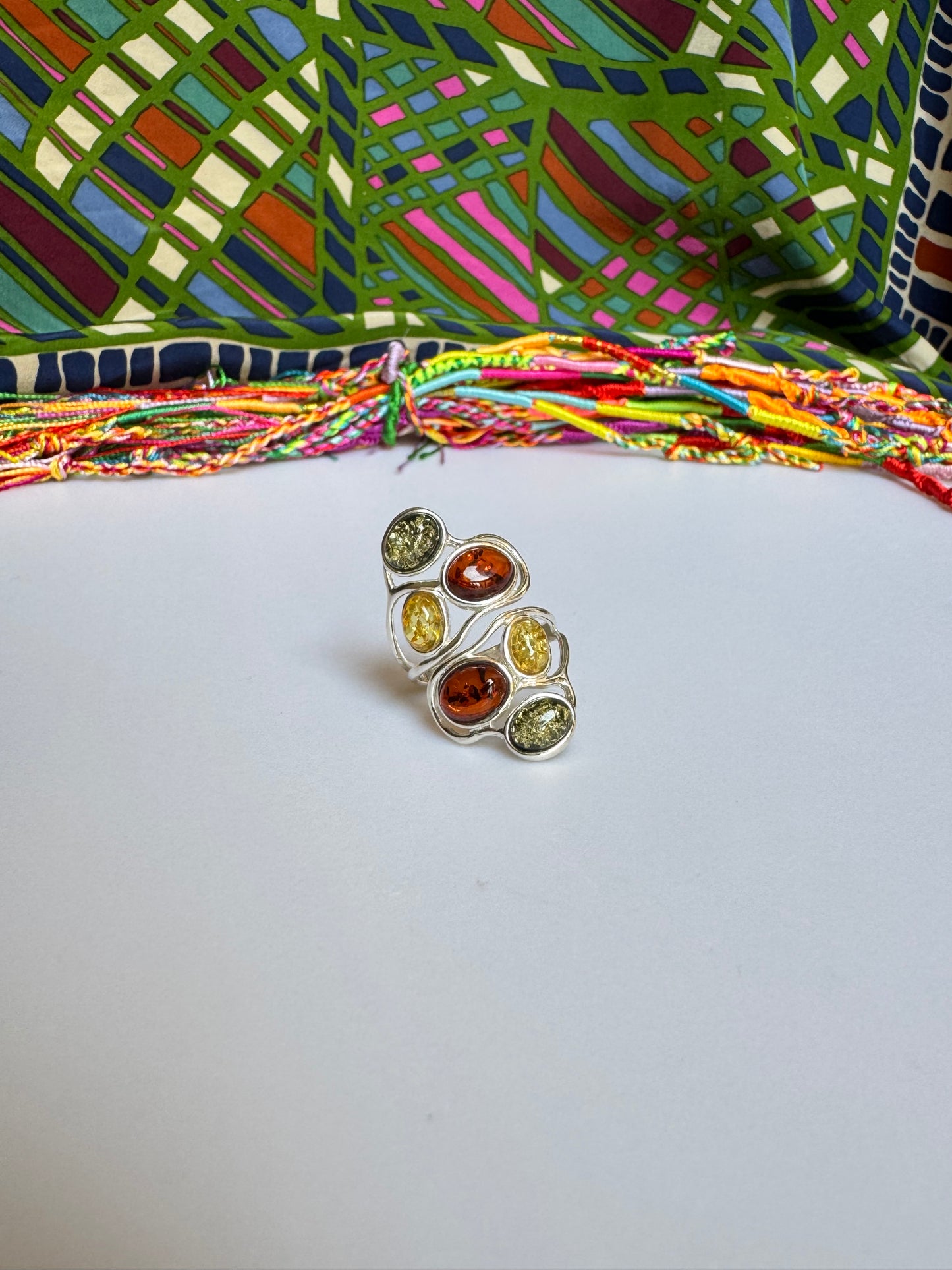 925 silver amber ring size 19 36A