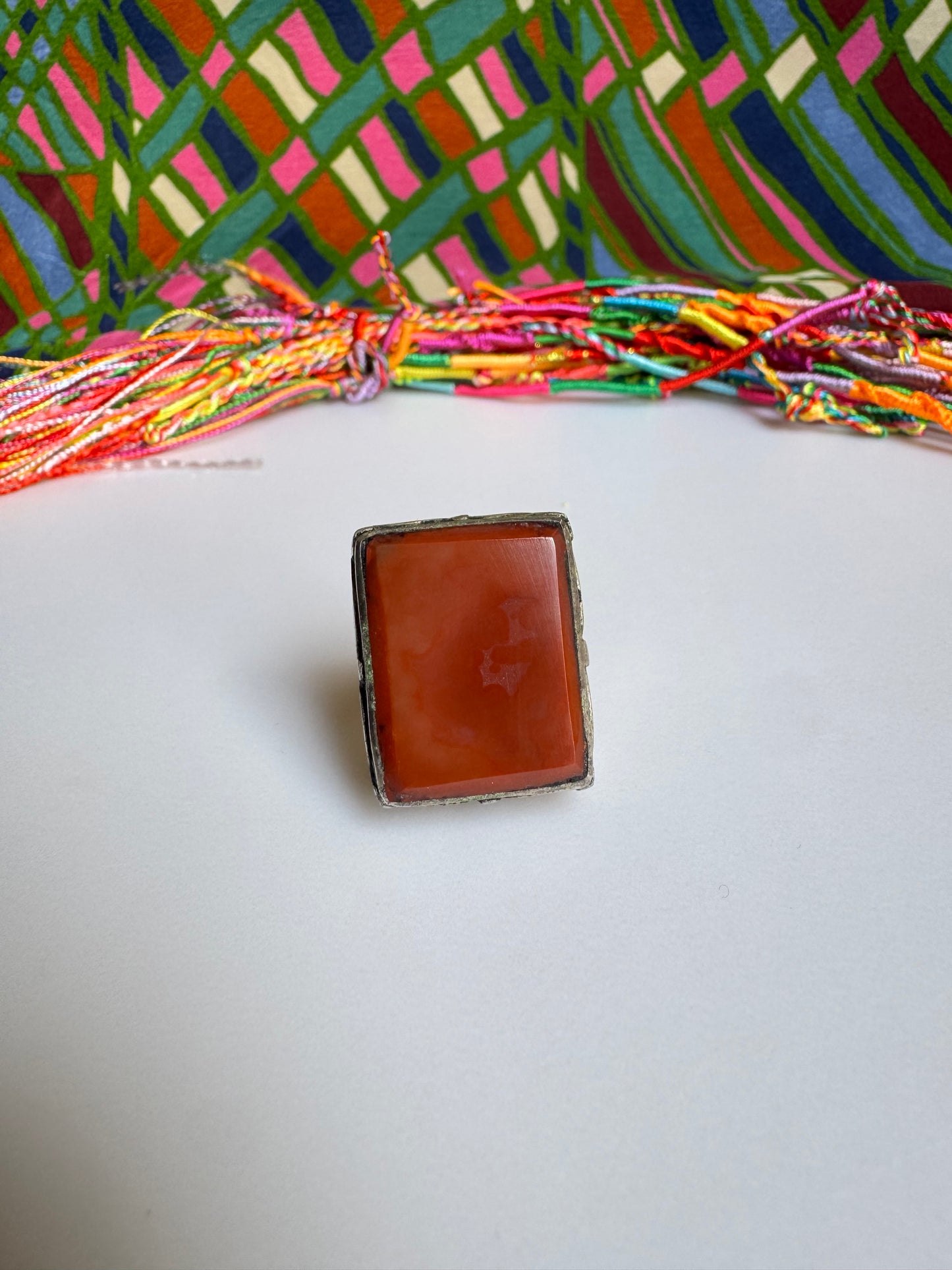 Antique vintage agate stone ring