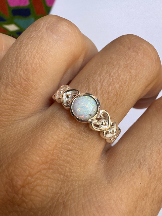 Anello argento 925 opale bianca misura 19 15OP