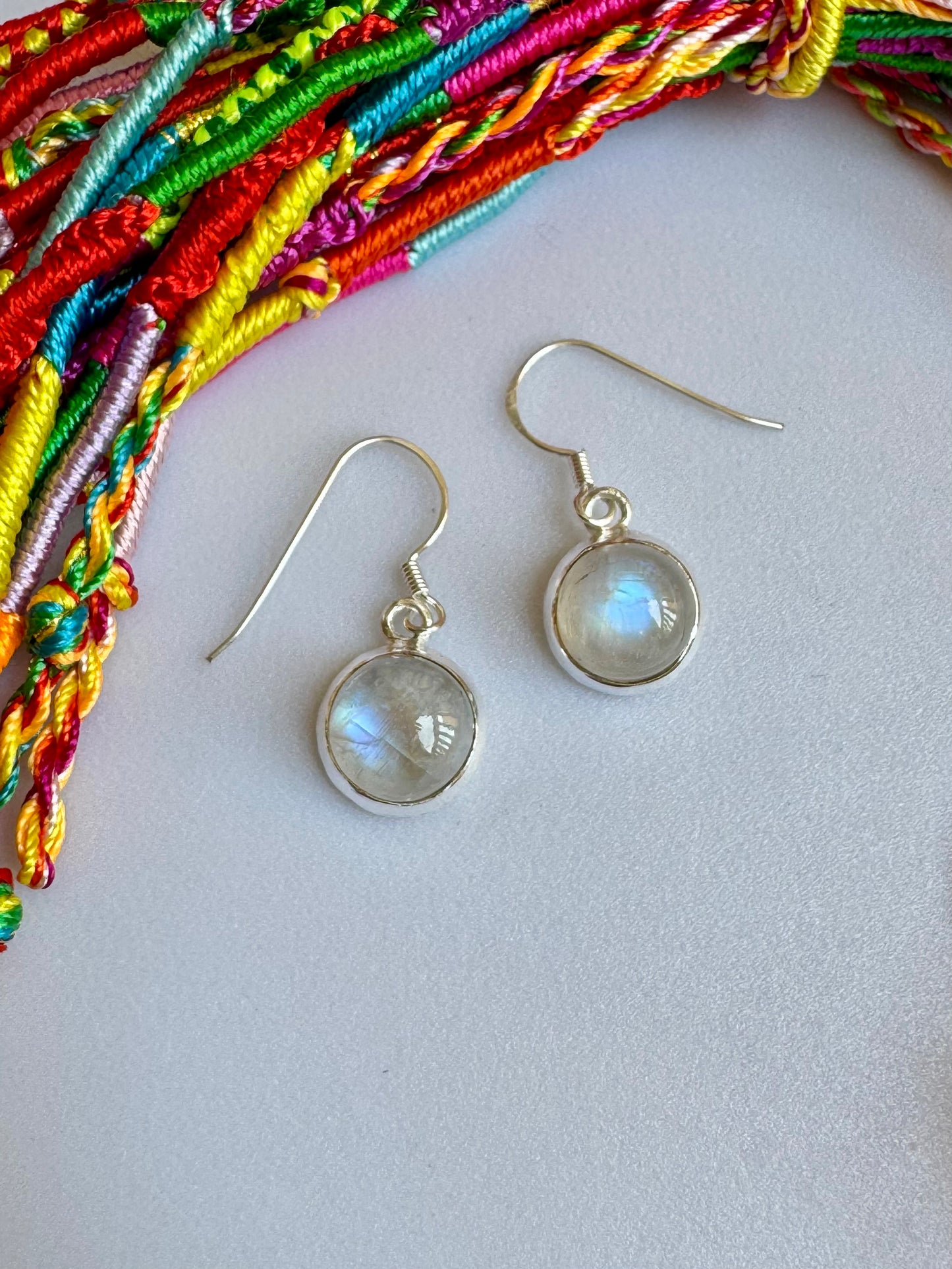 Orecchini argento 925 pietra di luna arcobaleno R5