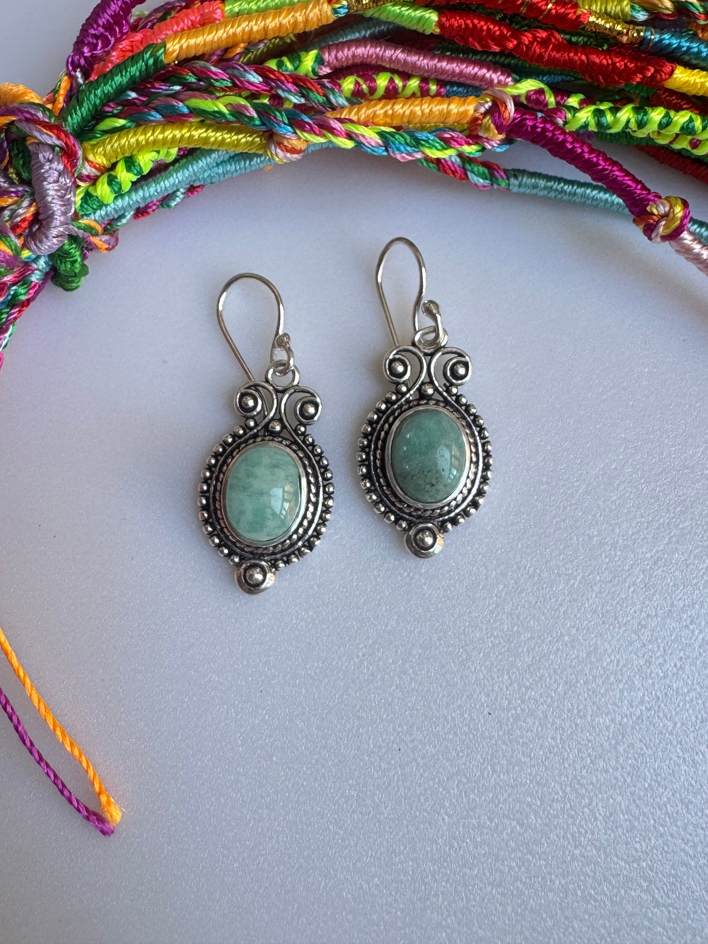 Amazonite silver boho earrings