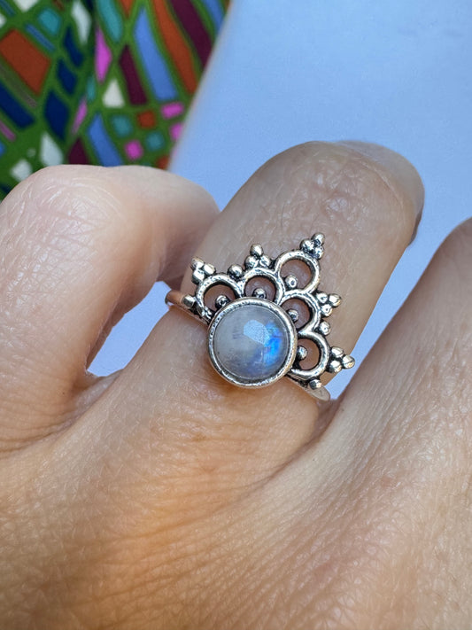Boho Silber Mondstein Ring