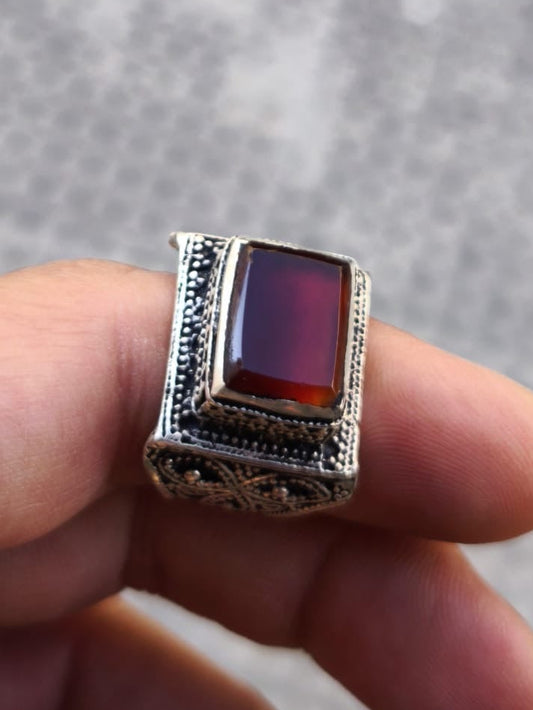 Anello antico pietra agata vintage misura 17 Salyha