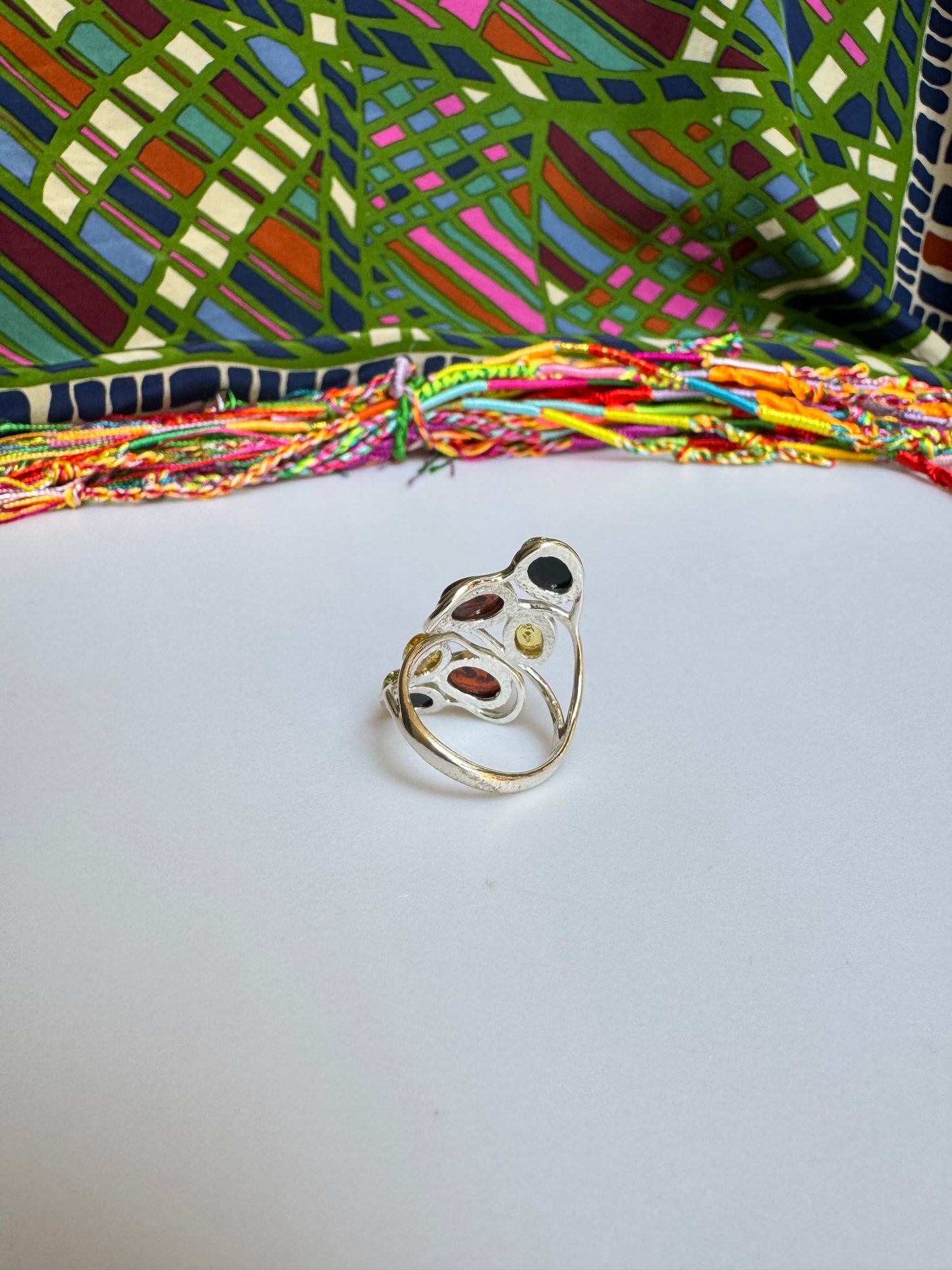 925 silver amber ring size 19 36A