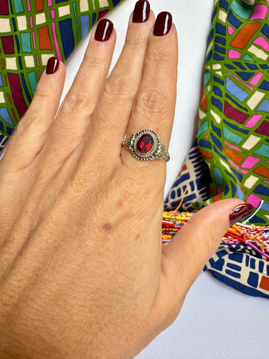 Anello argento 925 granato misura 21/22 - 5GR