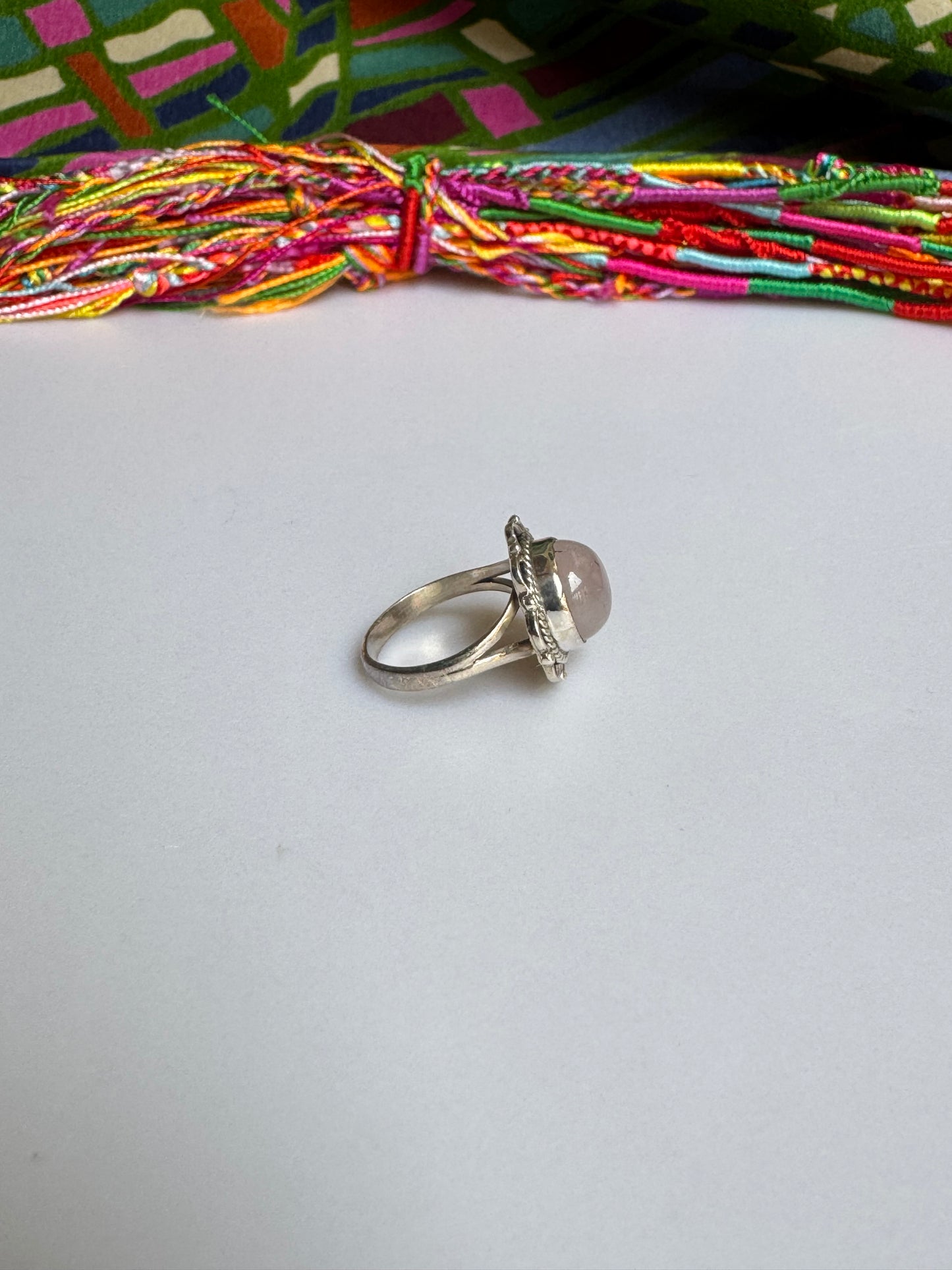 925 silver ring with rose quartz, size 11 -