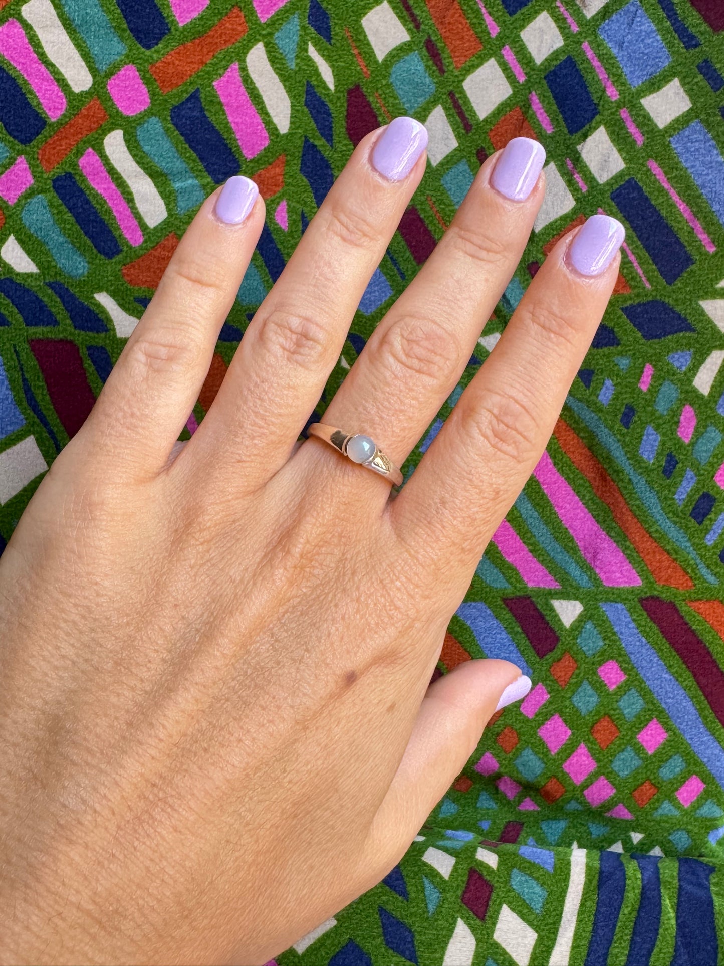 925 Silberring mit weißem Opal X16