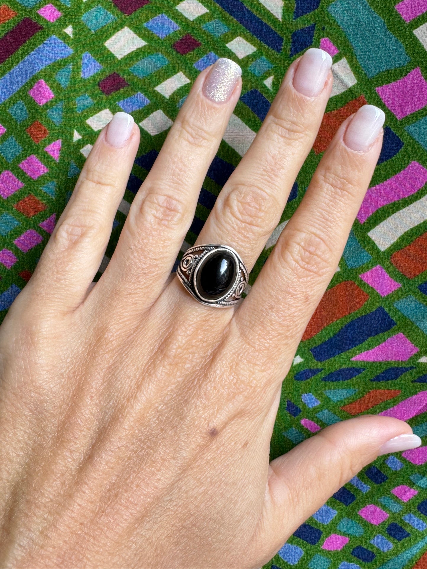 Black Onyx Silver Ring E66