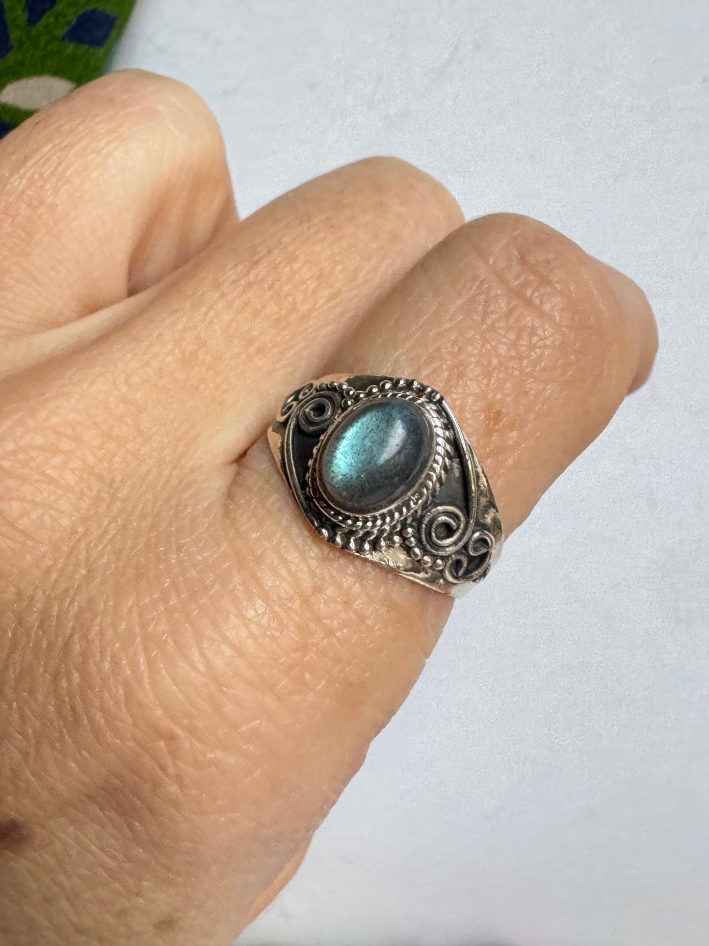 Anello argento 925 labradorite misura 19 - 45SZ