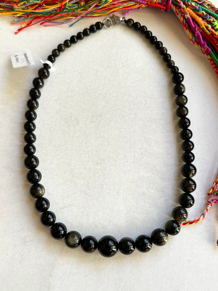 Golden black obsidian necklace