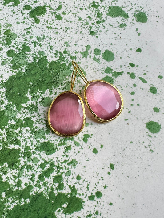 Pink drop stone earrings