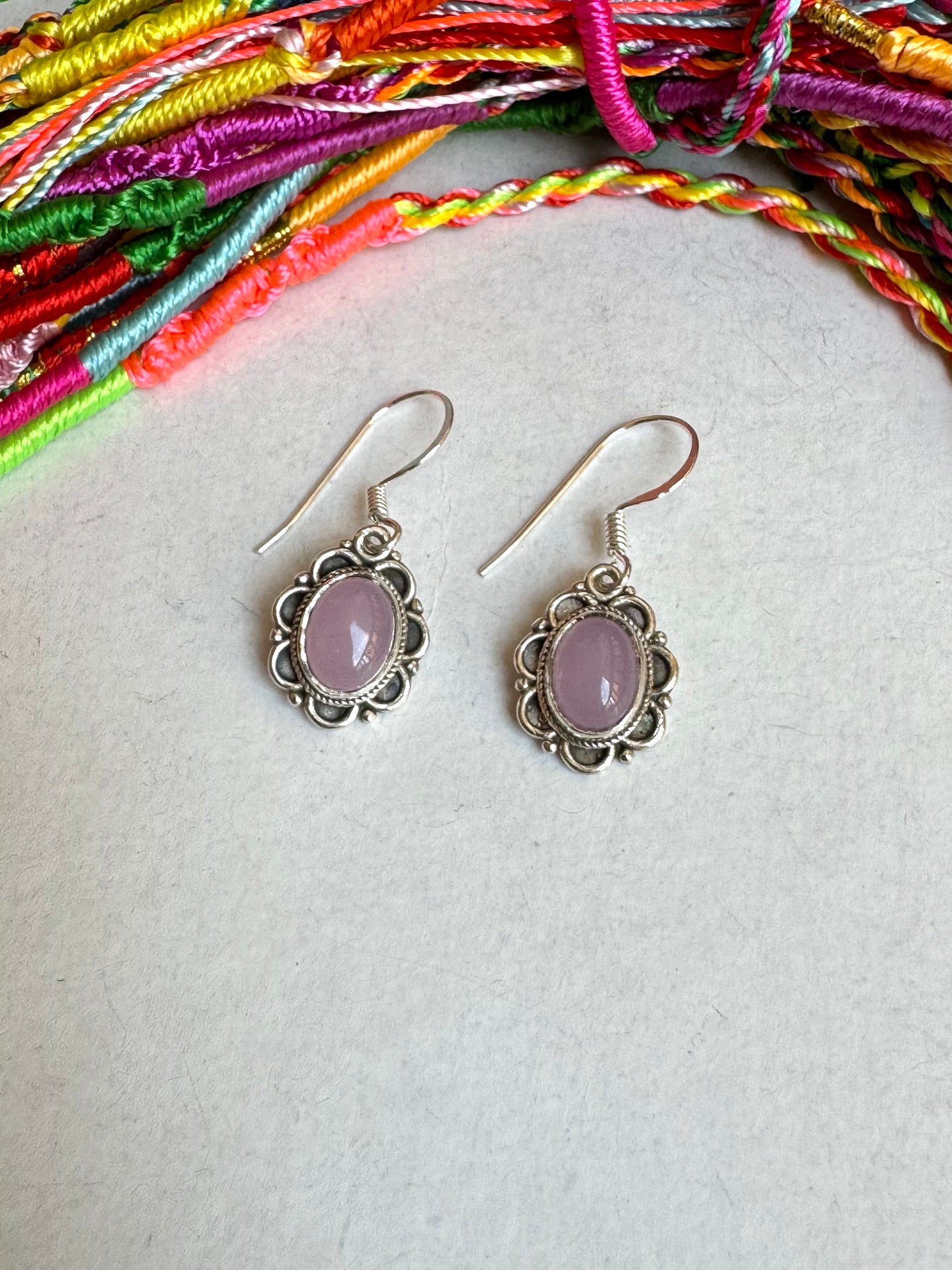 Rose quartz 925 silver earrings