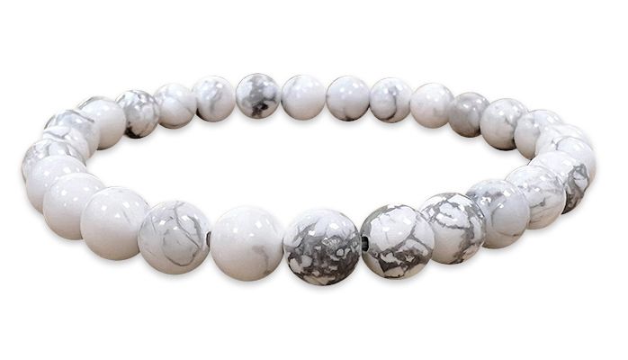 Bracciale elasticizzato pietre dure Howlite 6mm