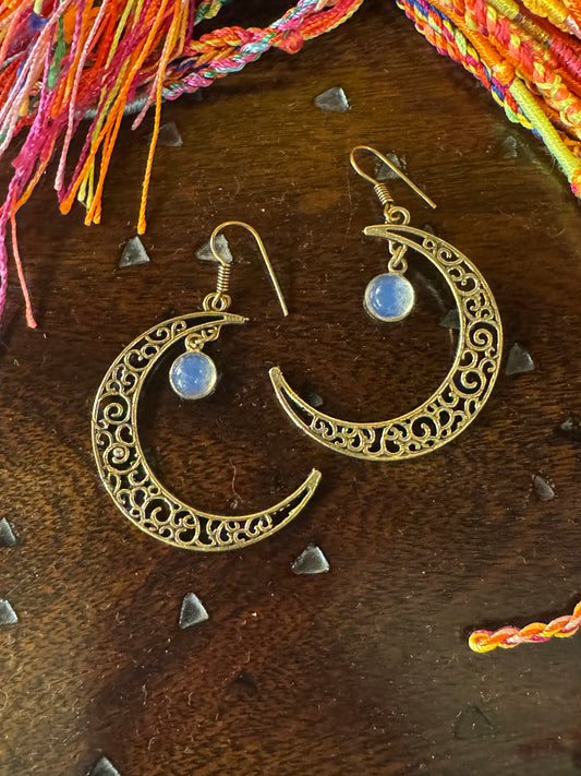 Golden moon boho earrings