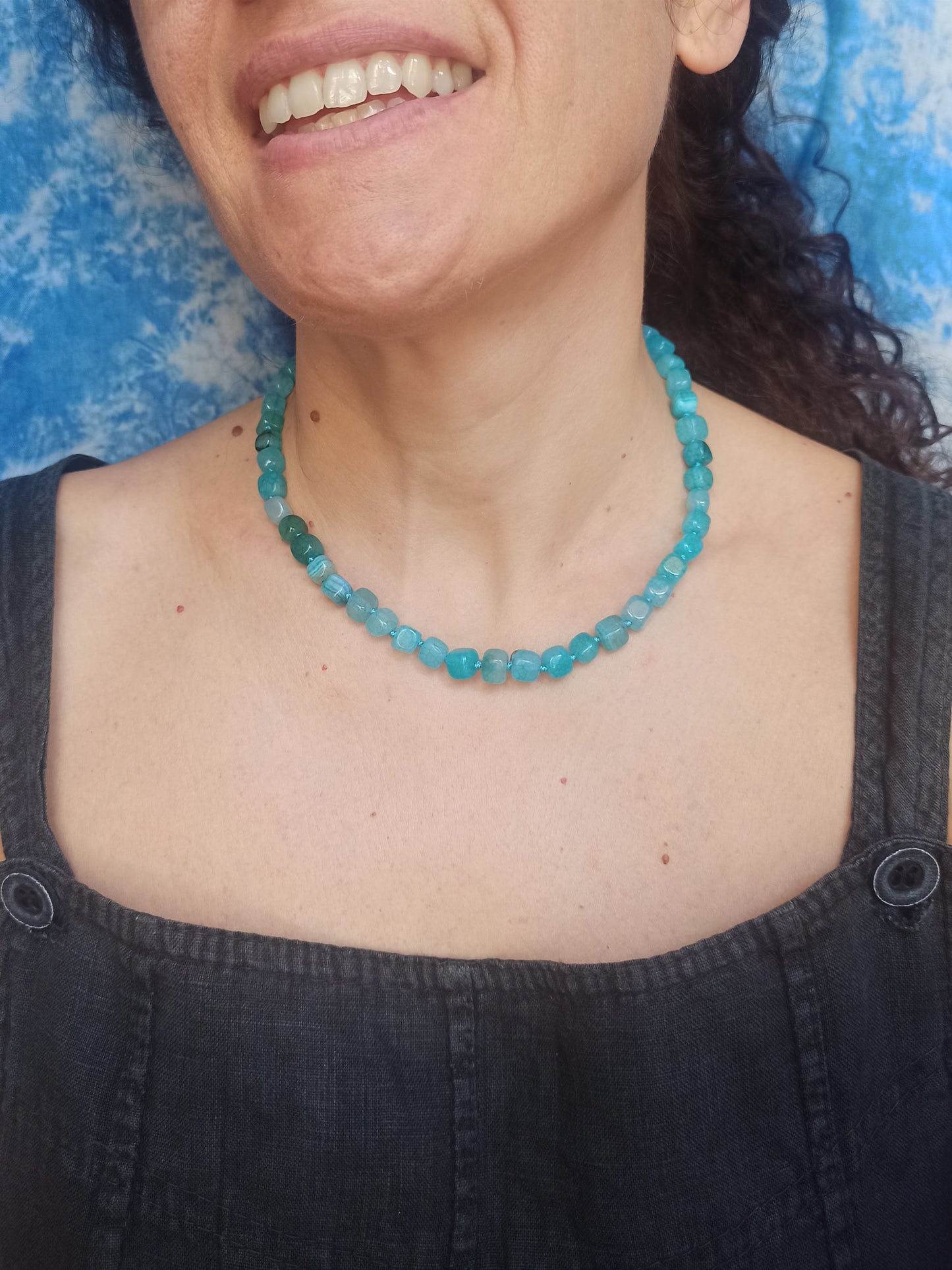 Blue stone choker necklace