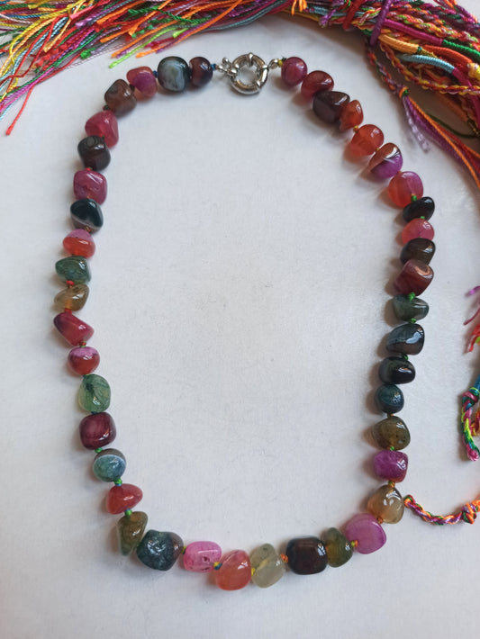 Multicolor stone choker necklace