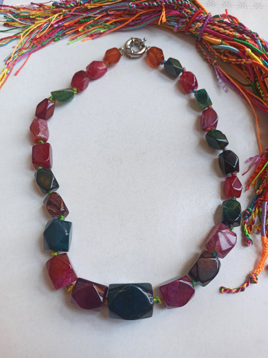 Multicolor stone choker necklace