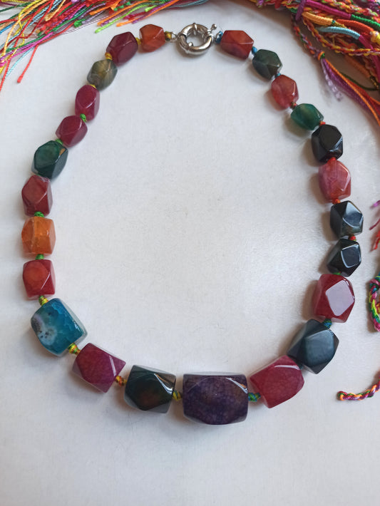 Multicolor stone choker necklace